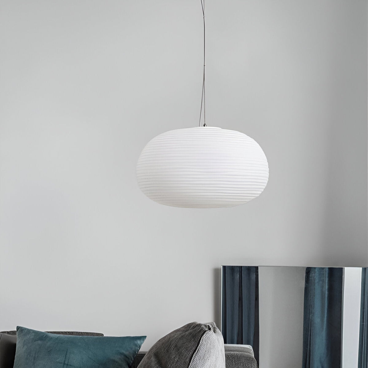 Frosted Glass Hanging Light Fixture with Ribbed Texture | Adjustable Ceiling Lamp for Dining Room Kitchen Island Cafe Restaurant Home | LED | Thomler