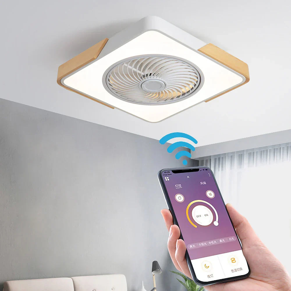Wood Ceiling Fan with Dimmable LED Light & Remote 20 Inch for Bedroom Living Room Compact Indoor Airflow Cooling Rustic Decor | Thomler