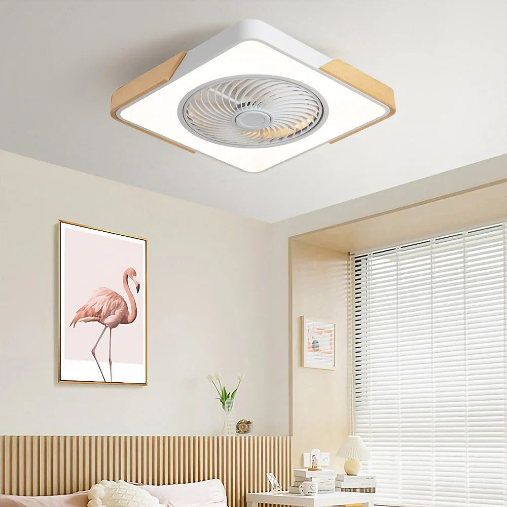 Wood Ceiling Fan with Dimmable LED Light & Remote 20 Inch for Bedroom Living Room Compact Indoor Airflow Cooling Rustic Decor | Thomler