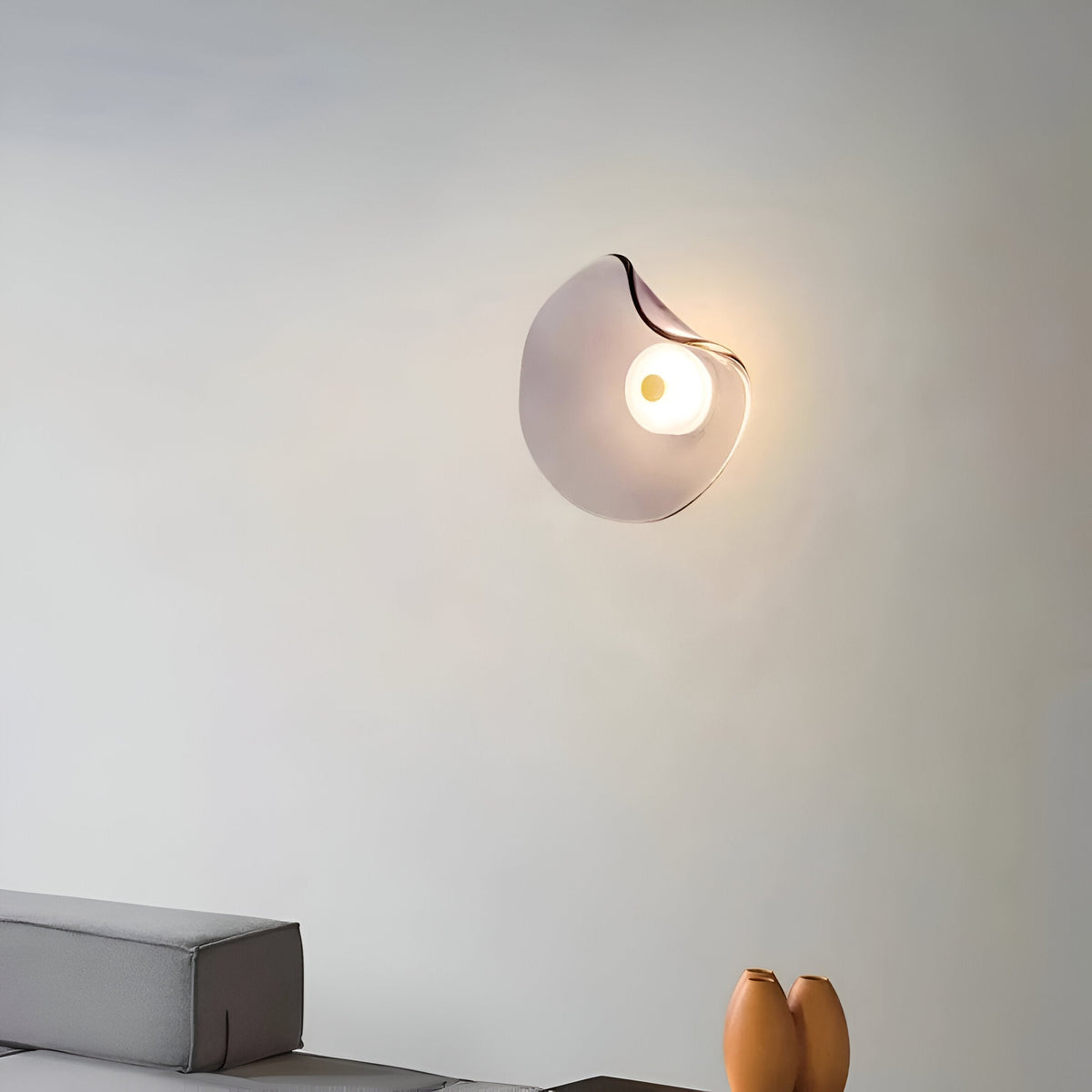 Curved Glass LED Wall Sconce 10 in Warm White Bidirectional Light Fixture for Bedroom Hallway Living Room Modern Indoor Accent Lighting | Thomler