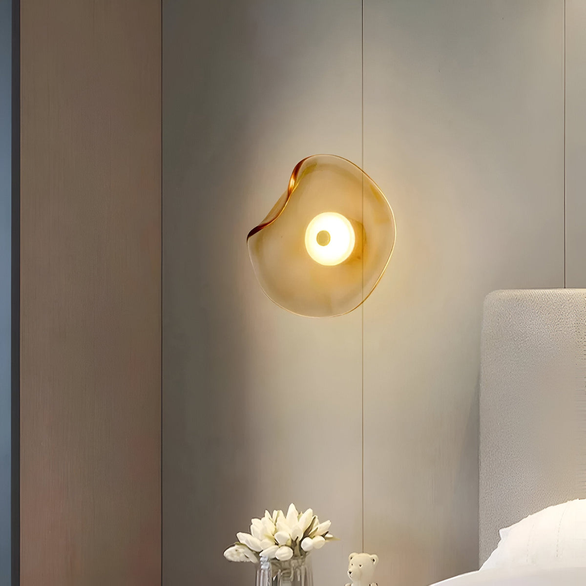Curved Glass LED Wall Sconce 10 in Warm White Bidirectional Light Fixture for Bedroom Hallway Living Room Modern Indoor Accent Lighting | Thomler