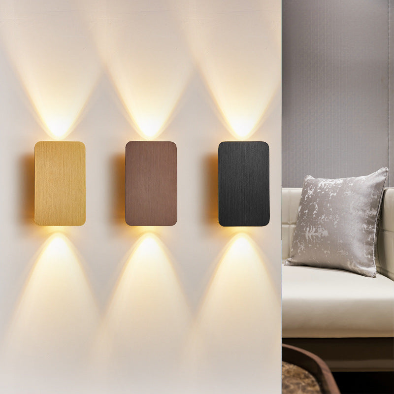 Rechthoekige metalen led-wandlamp voor slaapkamer en woonkamer – Moderne bedrade binnenverlichting met warme gloed in goud, zwart, wit Gr | Thomler