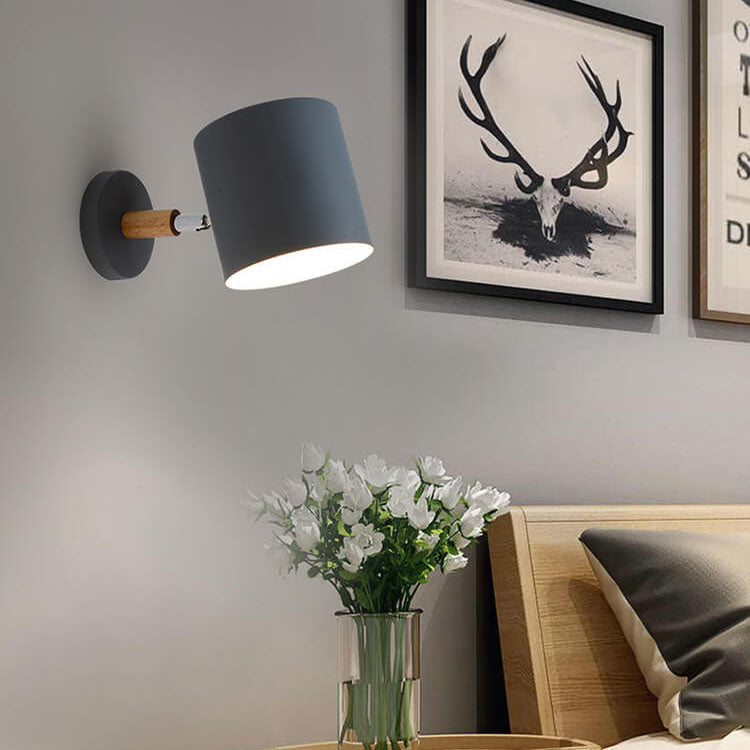 Schwenkbare Wandleuchte E27 Fassung 5 aus Metall & Holz Rosa Nachttischlampe für Schlafzimmer Leseecke Arbeitsbeleuchtung Modern Minimalistisch Flur | Thomler
