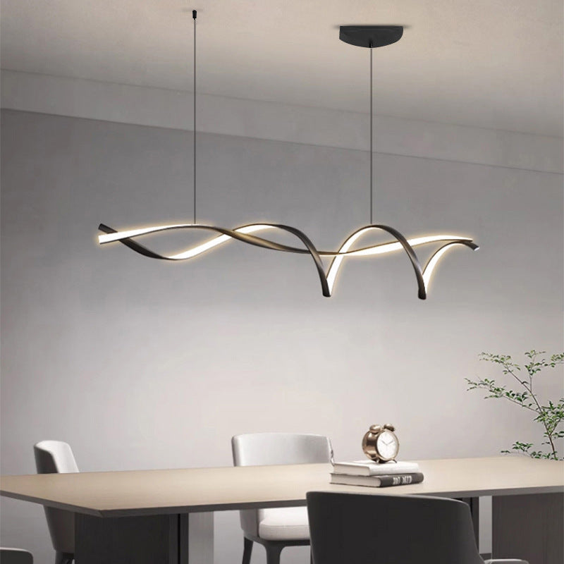 Hängende lineare LED-Inselleuchte, schwarze Legierung, verstellbares Kabel 39-59 Zoll für Küchentheke, Esstisch, moderne minimalistische Deckenleuchte | Thomler