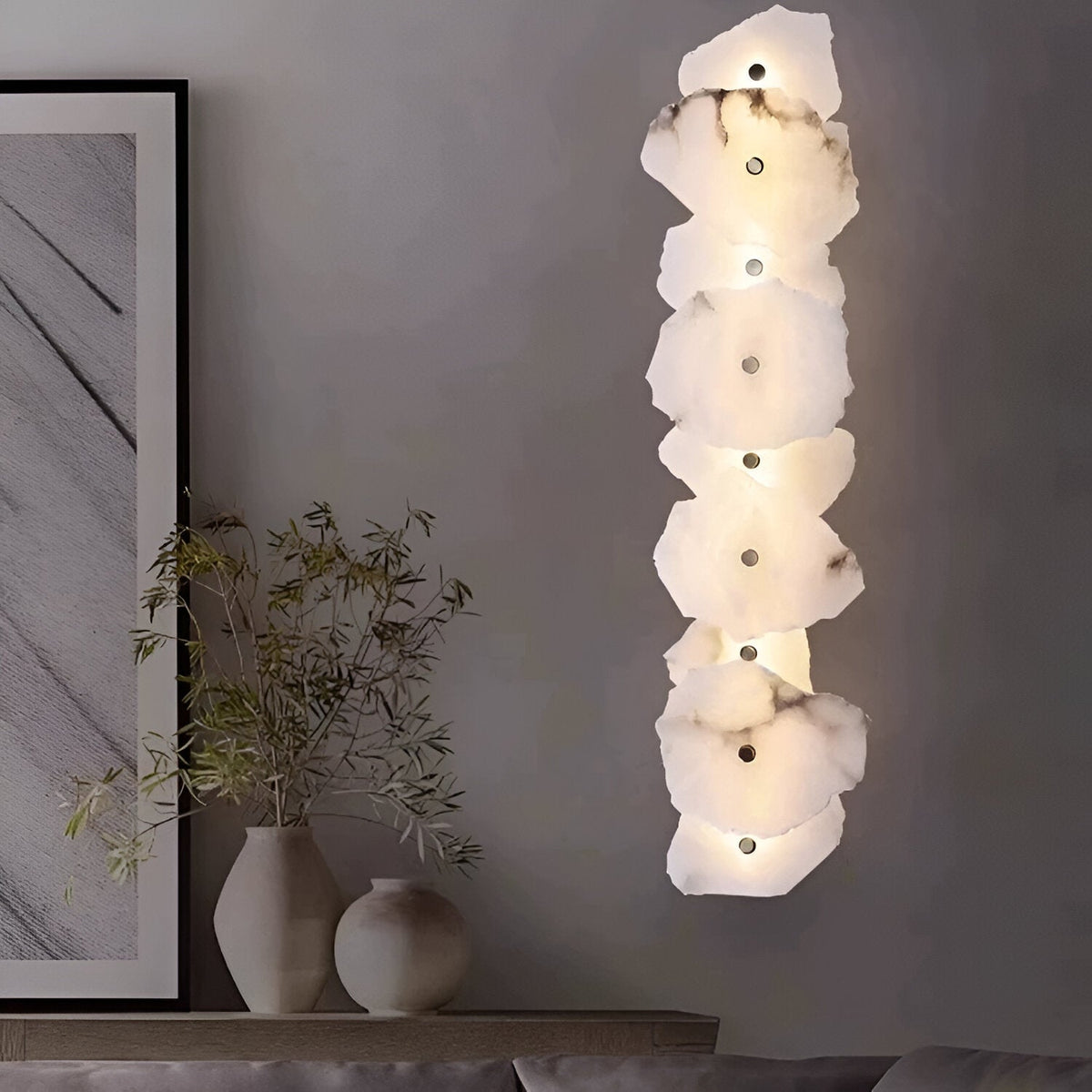 Stone Sconce Light LED Warm Glow for Stairs Entryway Vertical Mount Accent Fixture 5-Inch Contemporary Wall Lighting for Narrow Spaces | Thomler