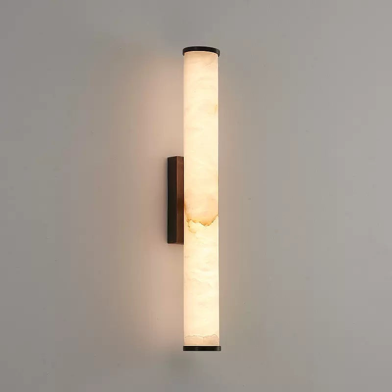 Vertikale Wandleuchte aus Stein und Metall mit sanftem LED-Licht für Schlafzimmer, Flure und Wohnzimmer – Uplight-Design bis 31 Zoll