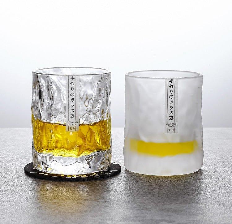 Vaso de whisky de cristal tallado a mano con diseño geométrico facetado para licores y bourbon | Thomler