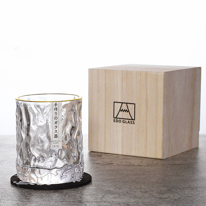 Handgeslepen kristallen whiskeyglas met geometrisch facetontwerp voor sterke dranken & bourbon | Thomler