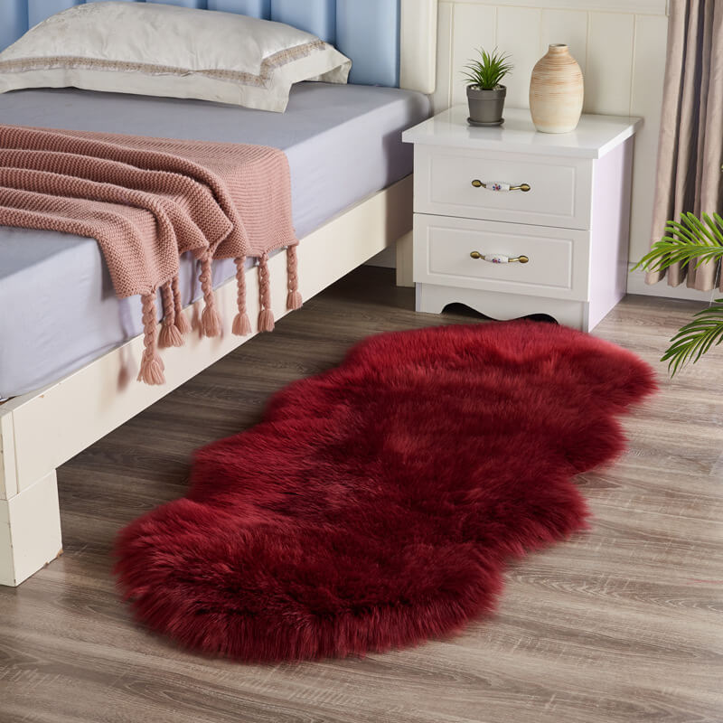 Alfombra de pasillo de piel sintética afelpada de 24 × 47 pulgadas, color beige, con base antideslizante, estilo piel de oveja ultrasuave para pasillo, dormitorio, entrada, sala de estar | Thomler