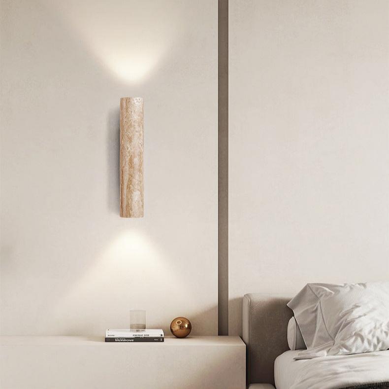 Travertine Stone Sconce Dual-Direction Light 12.6 Inch Vertical Fixture Natural Beige E27 Socket for Bedrooms Hallways Staircases Living Roo | Thomler