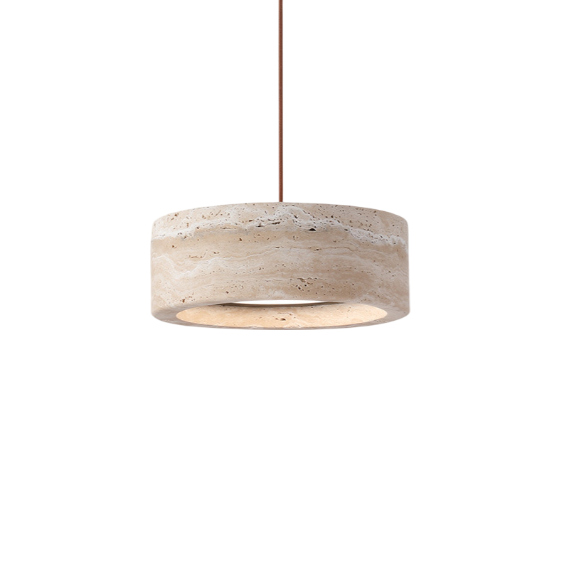 Stone Hanging Lamp 8-Inch Round Natural Travertine Shade Adjustable Drop Cord Ceiling Fixture for Kitchen Island Dining Table Room Modern Or | Thomler