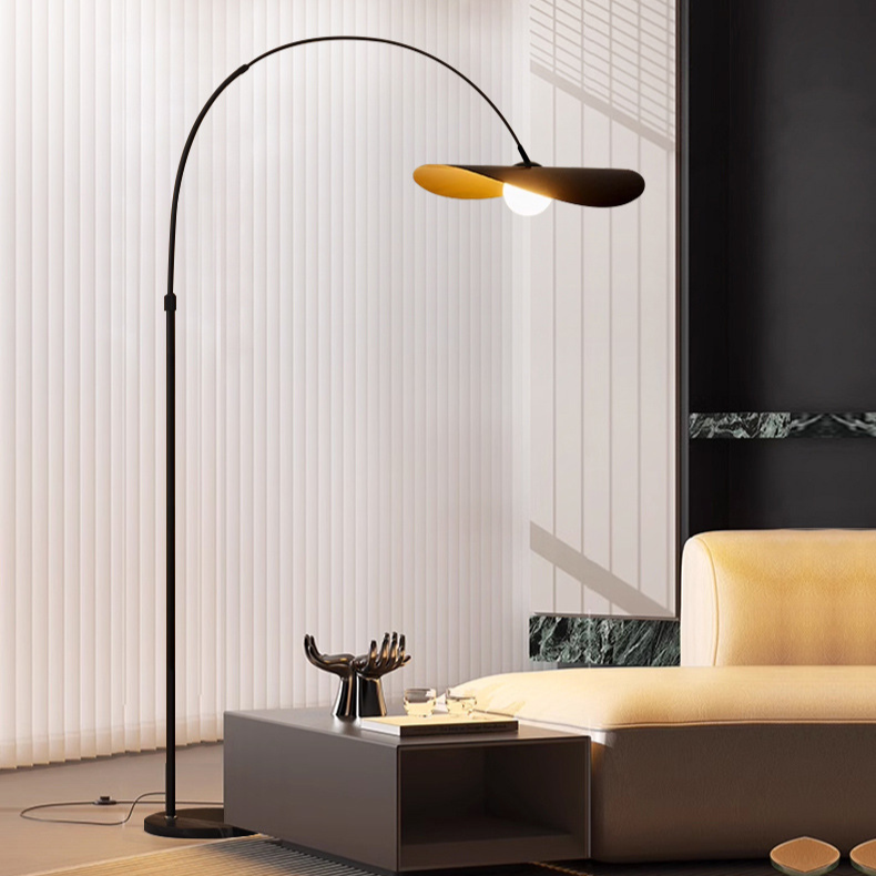 Gebogene Bogenstehlampe mit LED, höhenverstellbar 180–200 cm, Eisendesign für Leseecke, Schlafzimmer, Büro, modernes minimalistisches Decken-Arbeitslicht | Thomler