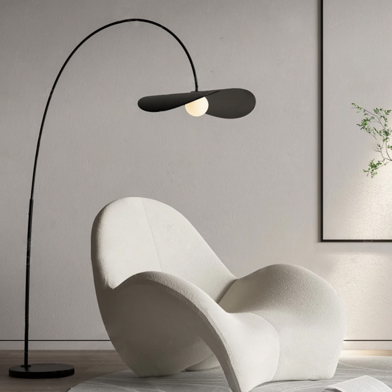 Gebogene Bogenstehlampe mit LED, höhenverstellbar 180–200 cm, Eisendesign für Leseecke, Schlafzimmer, Büro, modernes minimalistisches Decken-Arbeitslicht | Thomler