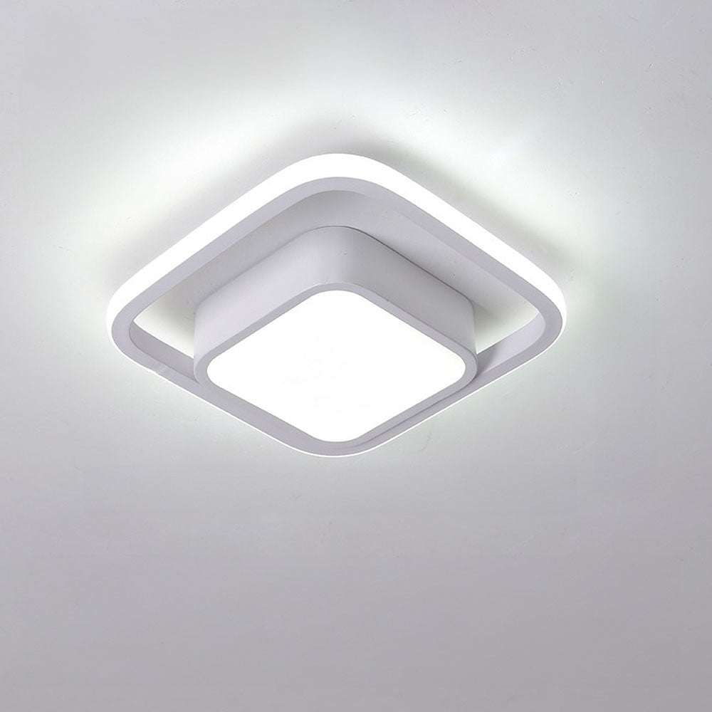Double Ring LED Flush Mount Light Black Contemporary Overhead Fixture for Entryway Foyer Apartment Passageway Interior Decor | Thomler