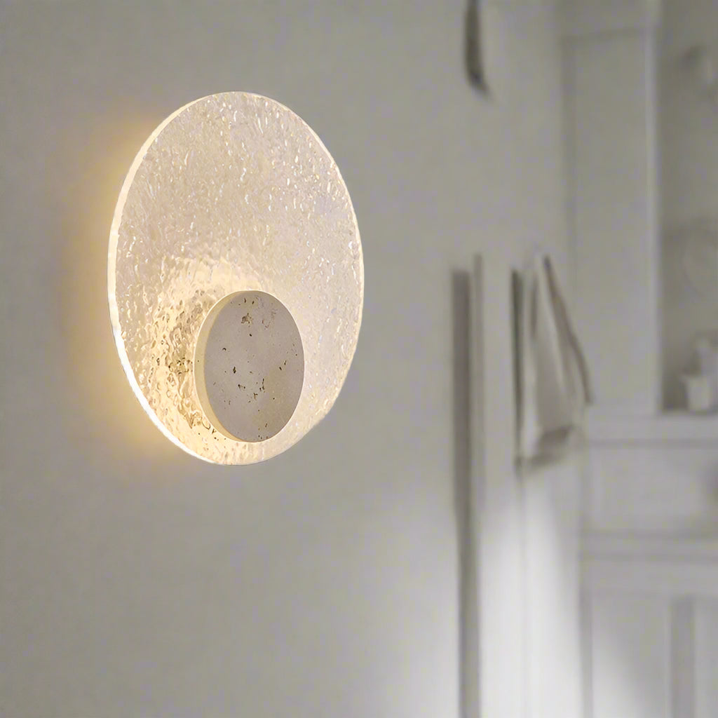 Runde Stein-Wandleuchte mit Acryl-Diffusor, 30 cm LED, warmweiß oder dreifarbig, Innenbeleuchtung für Schlafzimmer, Eingangsbereiche, moderne Innenräume Nat | Thomler