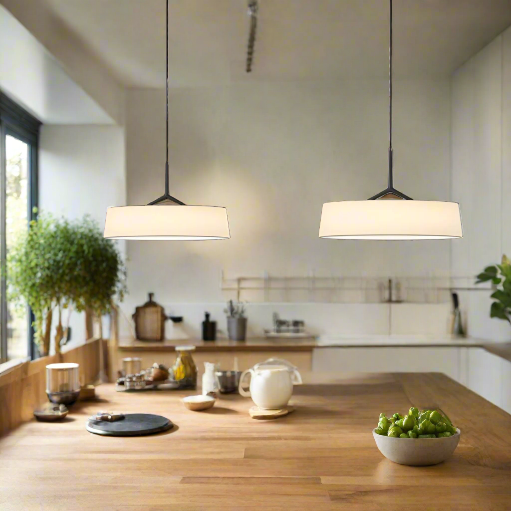 Metal Overhead Fixture 18-Inch Diameter Adjustable Drop Cord LED Ceiling Light for Kitchen Counter and Eating Area | Thomler