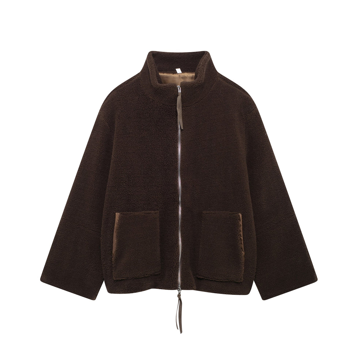 Faux Shearling Jacket with Stand Collar for Women – Plush Sherpa Winter Coat