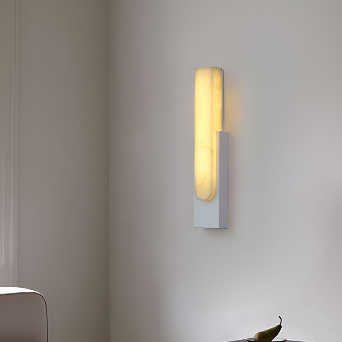 LED Sconce Light 20 Inch Vertical Alabaster Shade Gold Base Hardwired Modern Bedroom Hallway Wall Fixture for Contemporary Homes | Thomler