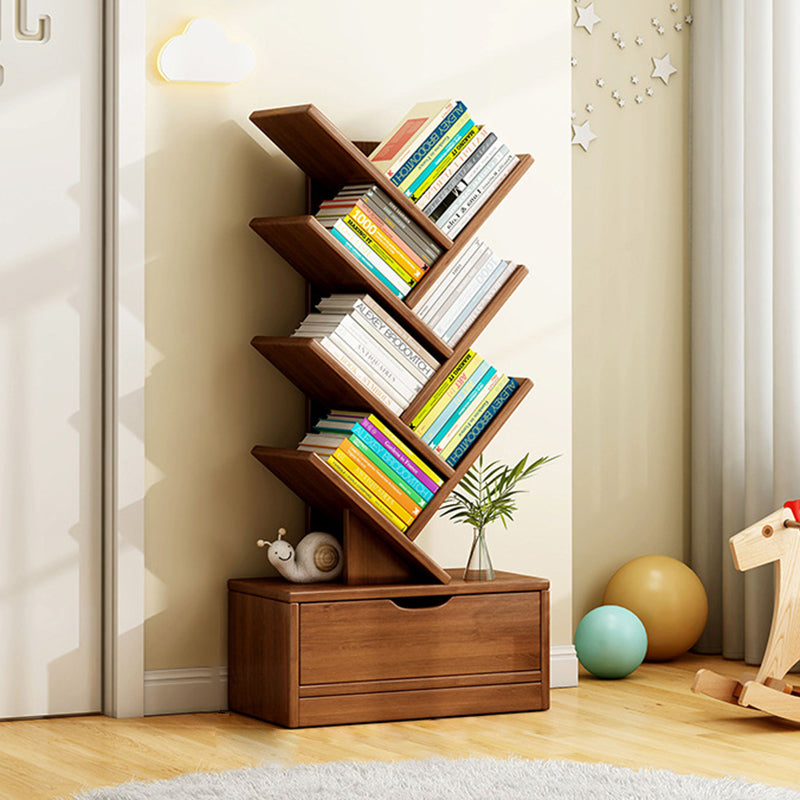 Multi-Tier Wooden Storage Rack 39 in Walnut Finish Open Shelving for Home Office Study Living Room Decorative Display | Thomler
