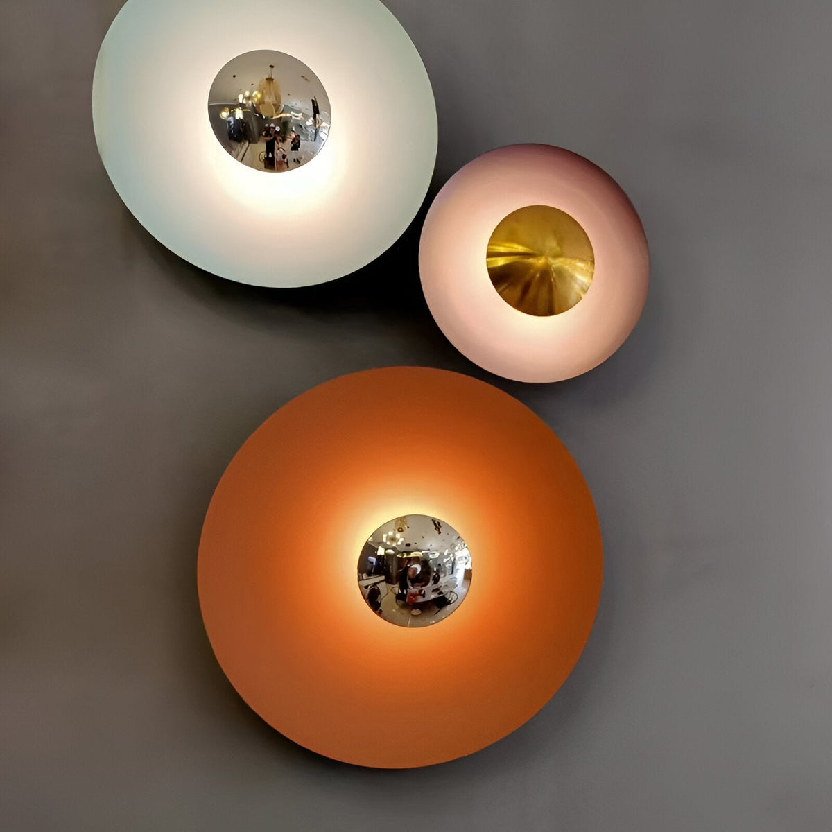 Round Iron LED Wall Sconce 16 in Diameter Ambient Light Fixture Hallway Bedroom Living Room Contemporary Circle Mount | Thomler