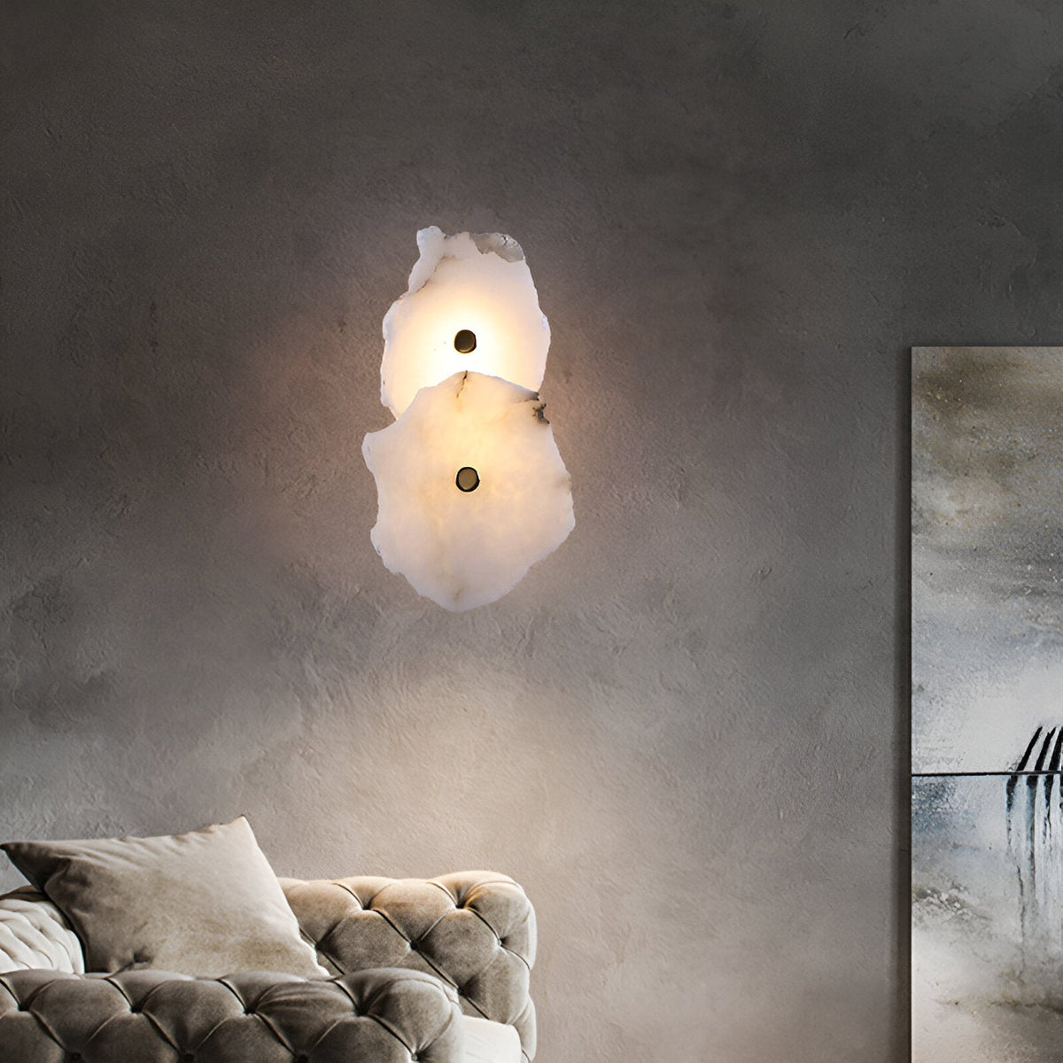 Stone Sconce Light LED Warm Glow for Stairs Entryway Vertical Mount Accent Fixture 5-Inch Contemporary Wall Lighting for Narrow Spaces | Thomler