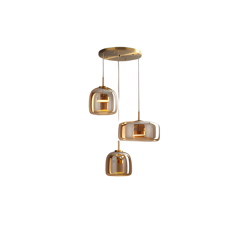 Triple Glass Dome Ceiling Light 15 in Adjustable Height for Kitchen Island Dining Room Modern Hanging Fixture Gray Smoked Finish | Thomler
