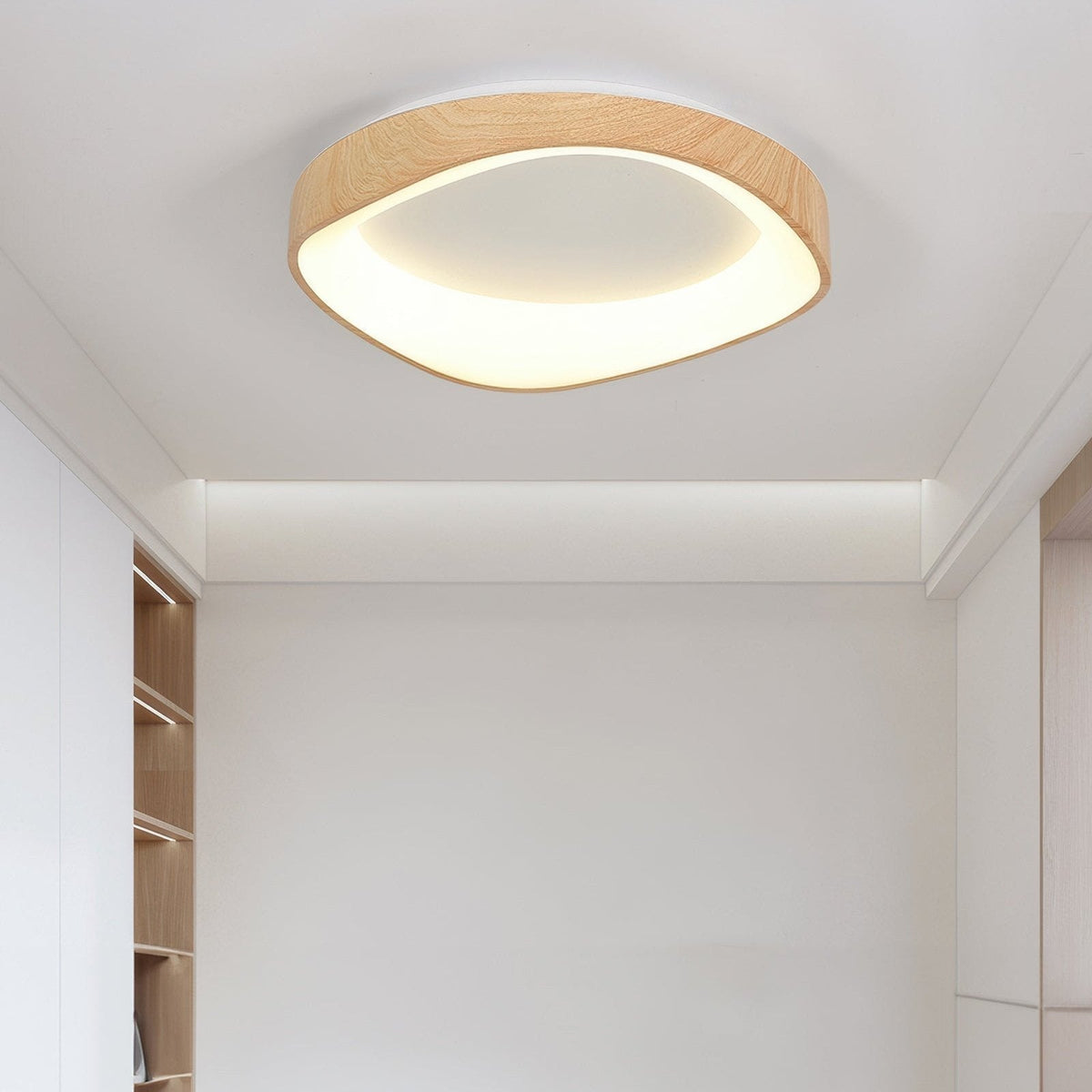 Round Wood Grain Flush Mount LED Light 16-24 Inch Iron Acrylic Fixture for Bedroom Living Room Den Office Scandinavian Minimalist Modern Far | Thomler