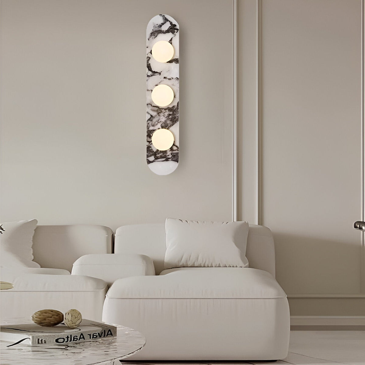 Sculptural Stone & Glass Sconce Light with Warm LED Glow for Hallway Living Room Bedroom Entryway Interior Accent Lighting Modern Minimalist | Thomler