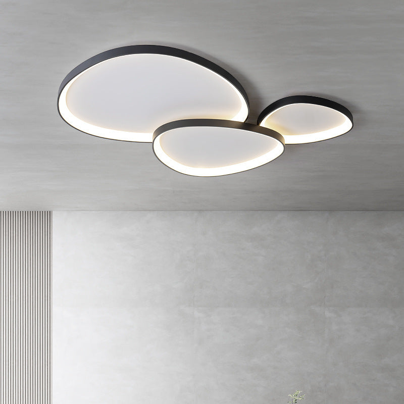 Oval LED Flush Mount Light Fixture 35 in White Aluminum Acrylic for Bedroom Dining Room Living Space Contemporary Low-Profile Overhead Light | Thomler