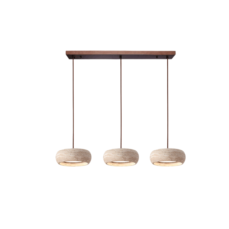 Stone Hanging Lamp 8-Inch Round Natural Travertine Shade Adjustable Drop Cord Ceiling Fixture for Kitchen Island Dining Table Room Modern Or | Thomler