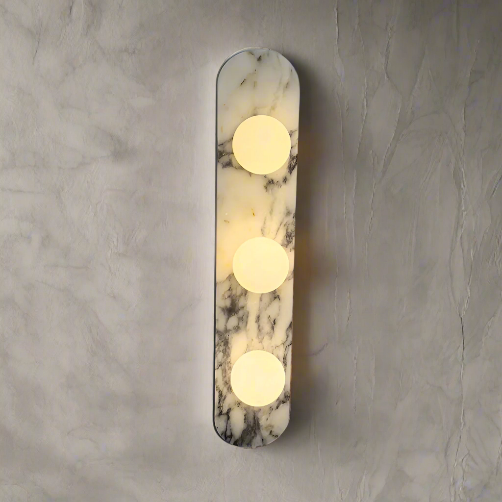 Sculptural Stone & Glass Sconce Light with Warm LED Glow for Hallway Living Room Bedroom Entryway Interior Accent Lighting Modern Minimalist | Thomler