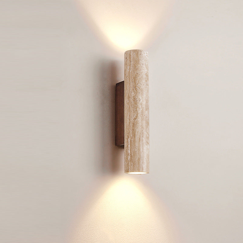 Travertine Stone Sconce Dual-Direction Light 12.6 Inch Vertical Fixture Natural Beige E27 Socket for Bedrooms Hallways Staircases Living Roo | Thomler