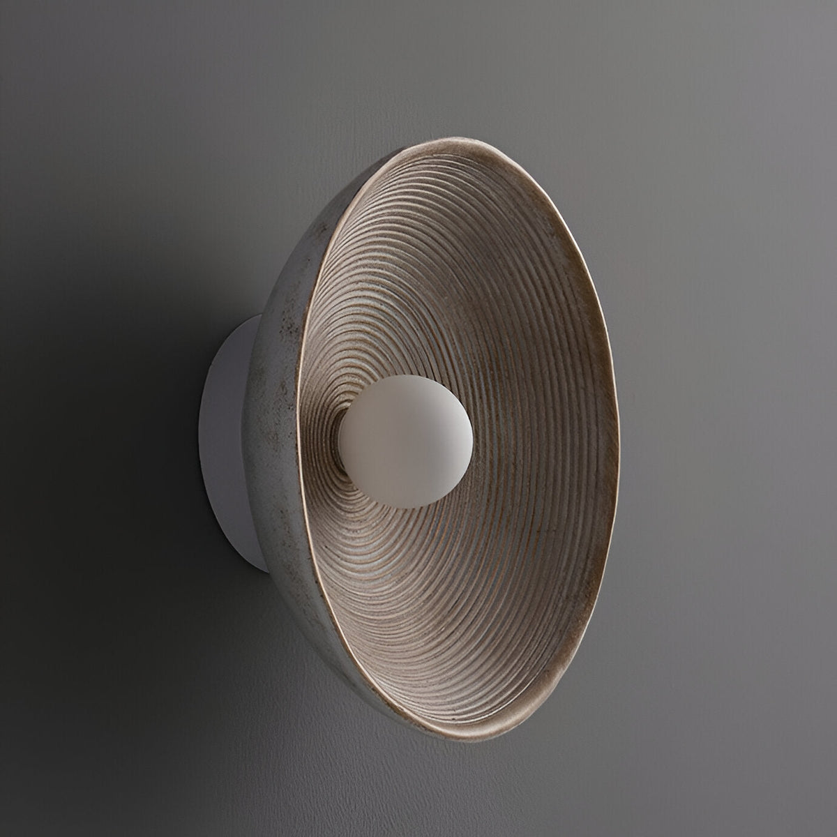 Ronde glazen wandlamp van hars, witte led-armatuur voor slaapkamer, hal en woonkamer, minimalistische wandlamp met zachte, sfeervolle verlichting voor in huis