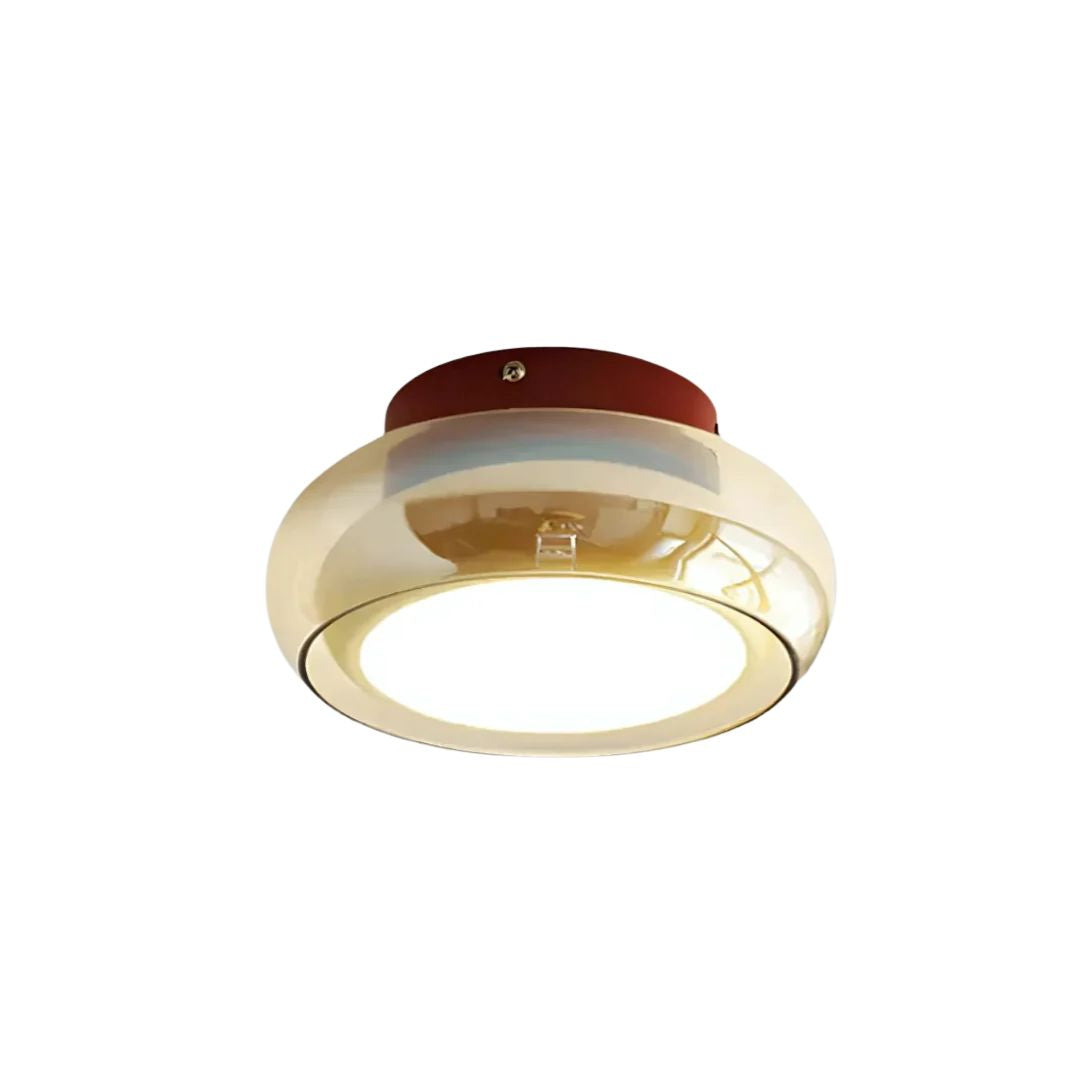 Bündig montierte 24W LED-Deckenleuchte, bernsteinfarbenes Glas für kleine Räume & Flure, warmes Licht, Vintage-inspirierte Deckenlampe für Schlafzimmer & Eingangsbereich | Thomler