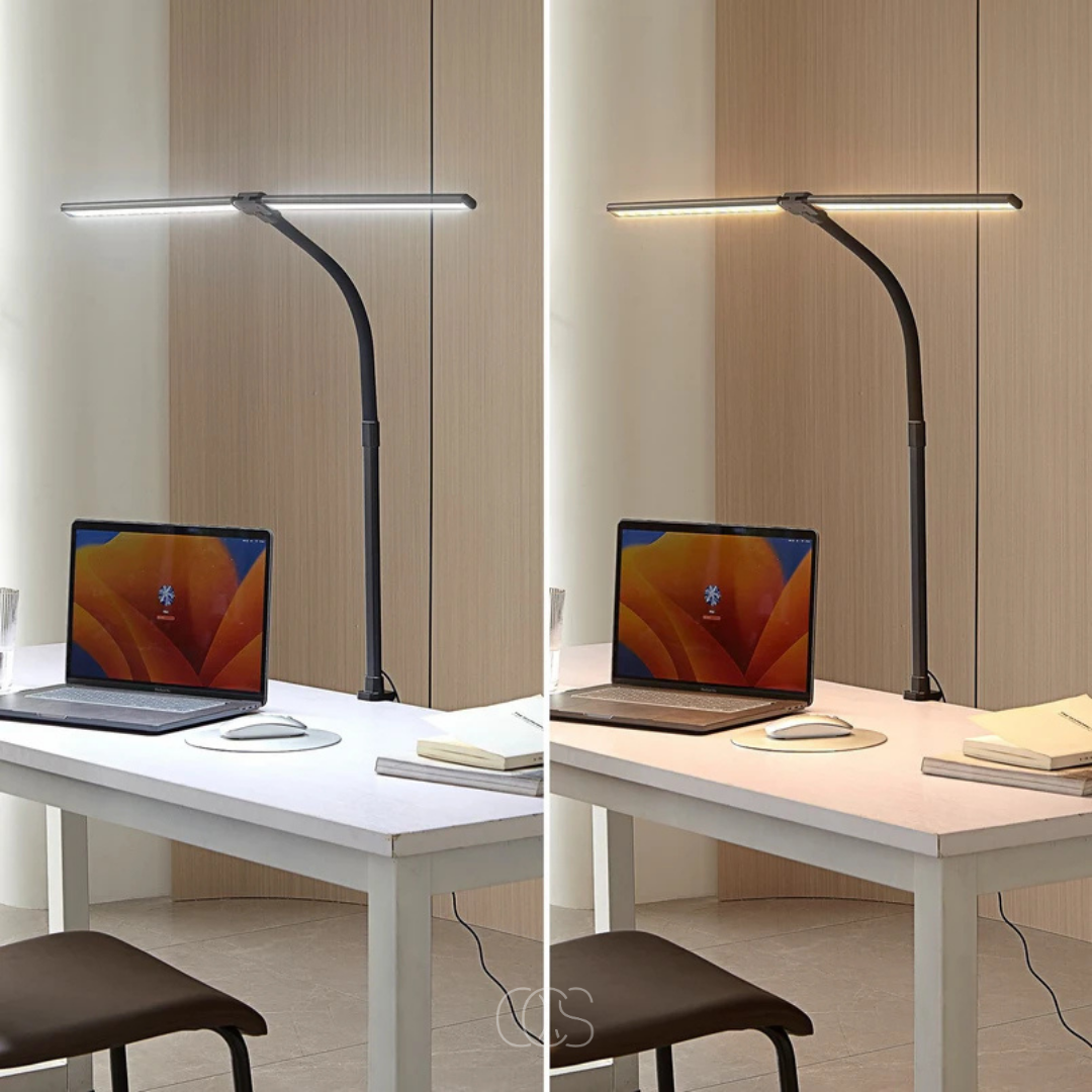 Adjustable Clamp-On Task Light with Gooseneck Arm 38 in Height Dimmable LED Office Reading Lamp Black Iron for Desk Workspace Study Corner | Thomler