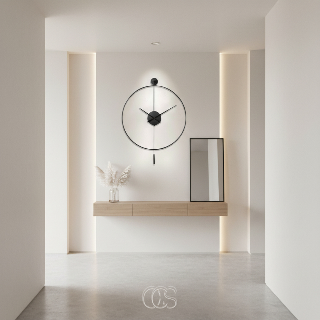 Large 20-Inch Pendulum Clock Silent Metal Timepiece for Home Office Bedroom Living Room Wall Decor Battery Operated No Ticking | Thomler