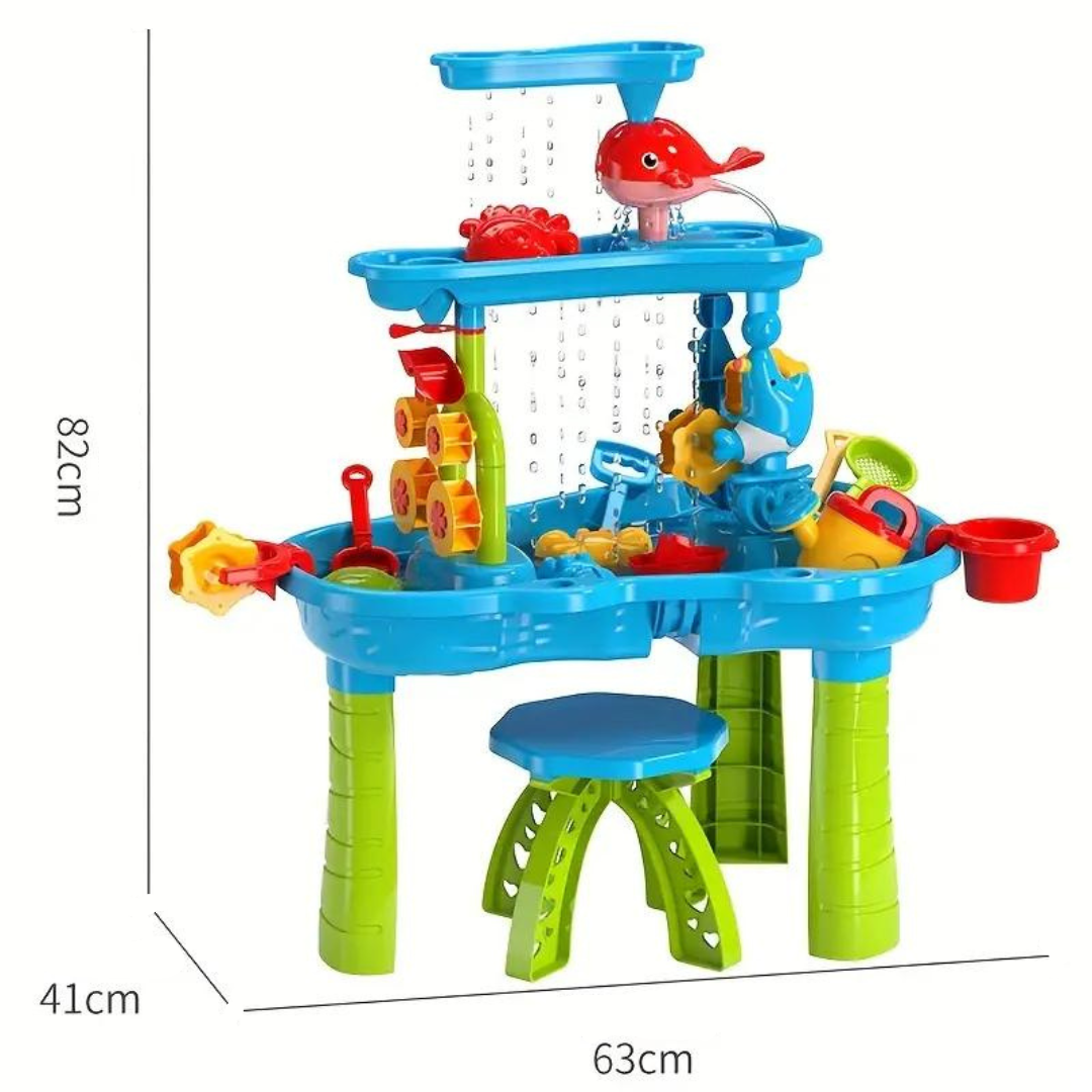 Kids Outdoor Water Activity Play Station with Bucket Pouring System & Accessories for Backyard Fun | Thomler