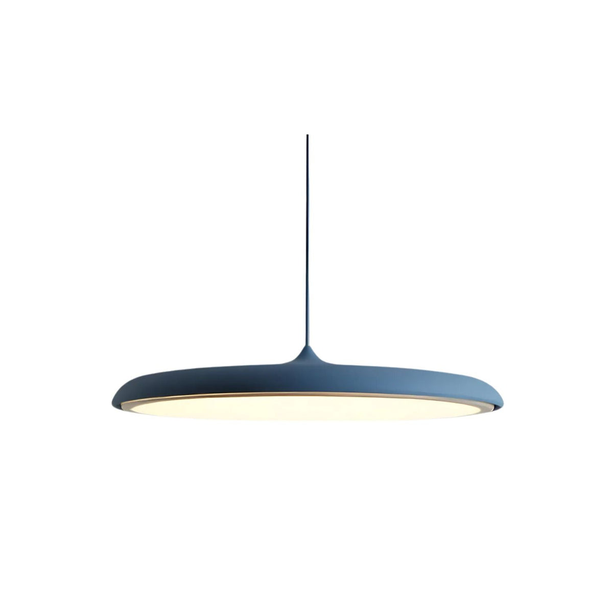 Ronde LED-hanglamp van metaal en acryl – 16 inch blauwe hanglamp voor eetkamer, kookeiland, slaapkamer – Modern minimalistisch design | Thomler