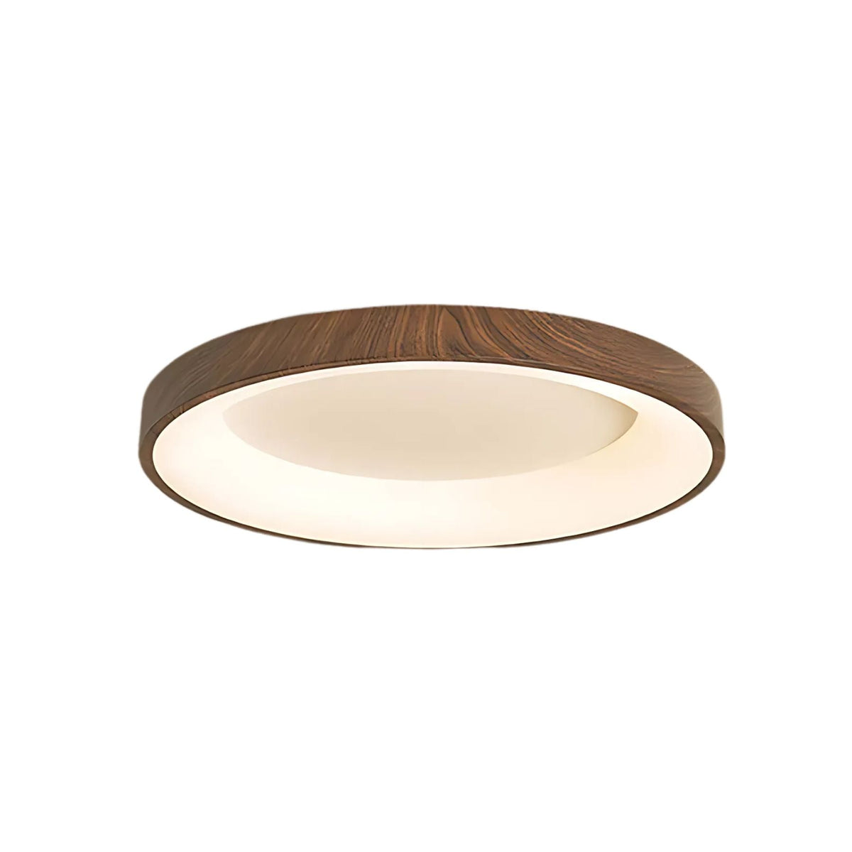 Round Flush Mount LED Fixture 14 in Wood Grain Acrylic Iron Low Profile for Bedroom Hallway Kitchen Entry Modern Scandinavian | Thomler