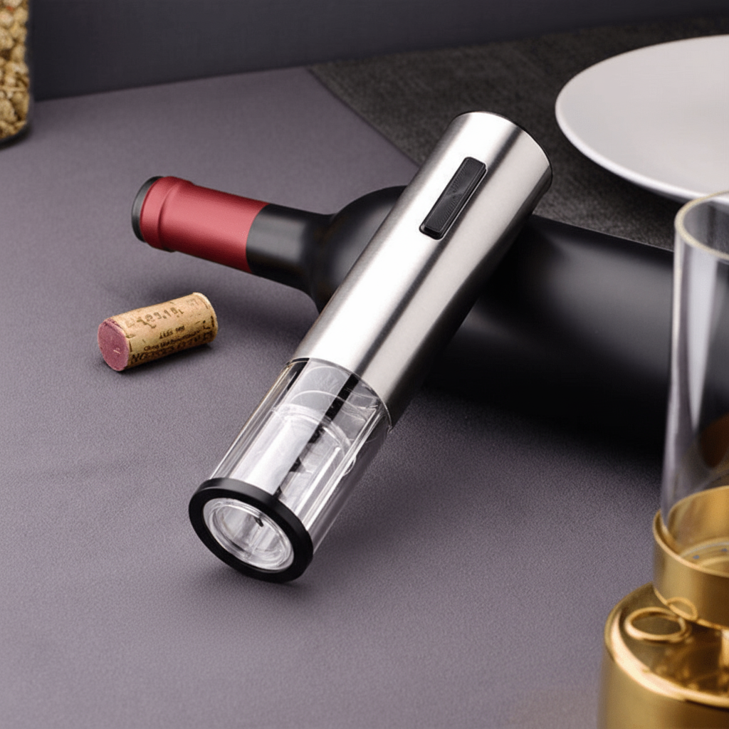 Juego de abridor de vino automático recargable con cortador de papel aluminio, aireador y preservador, kit de 4 piezas para entretenimiento en encimera | Thomler