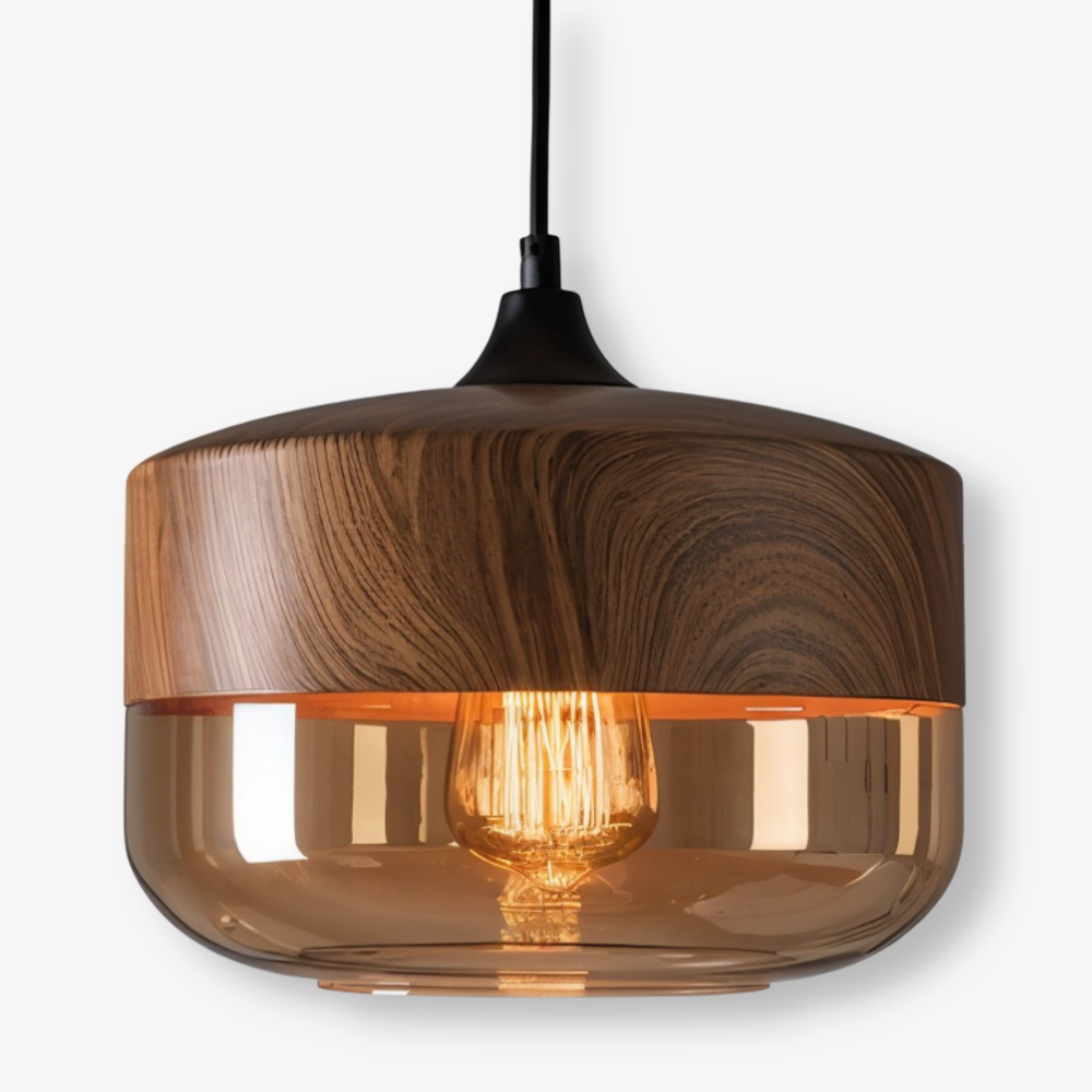 Hanglamp met gerookt glazen bol van 25 cm - voor kookeiland, eettafel of bar - Mid-Century stijl, in hoogte verstelbaar - 220V (VS) | Thomler
