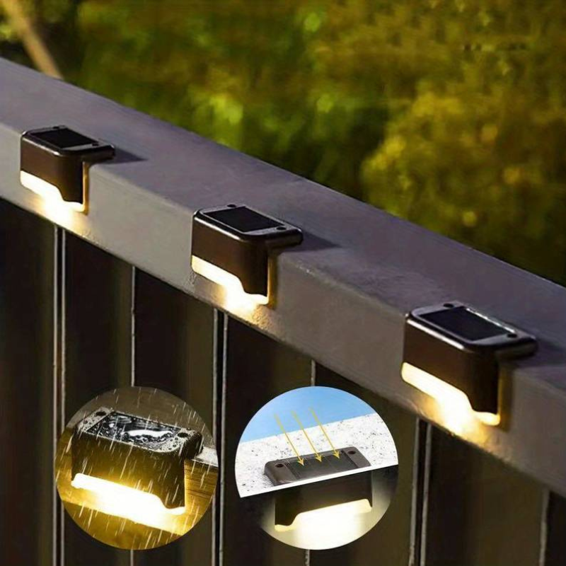 Solar-Deckleuchten für den Außenbereich, wasserdichte LED-Stufenleuchten für Terrassentreppen, Zäune, Wege und Gärten, kabellose Wandmontage, warmes Licht, 5er-Pack
