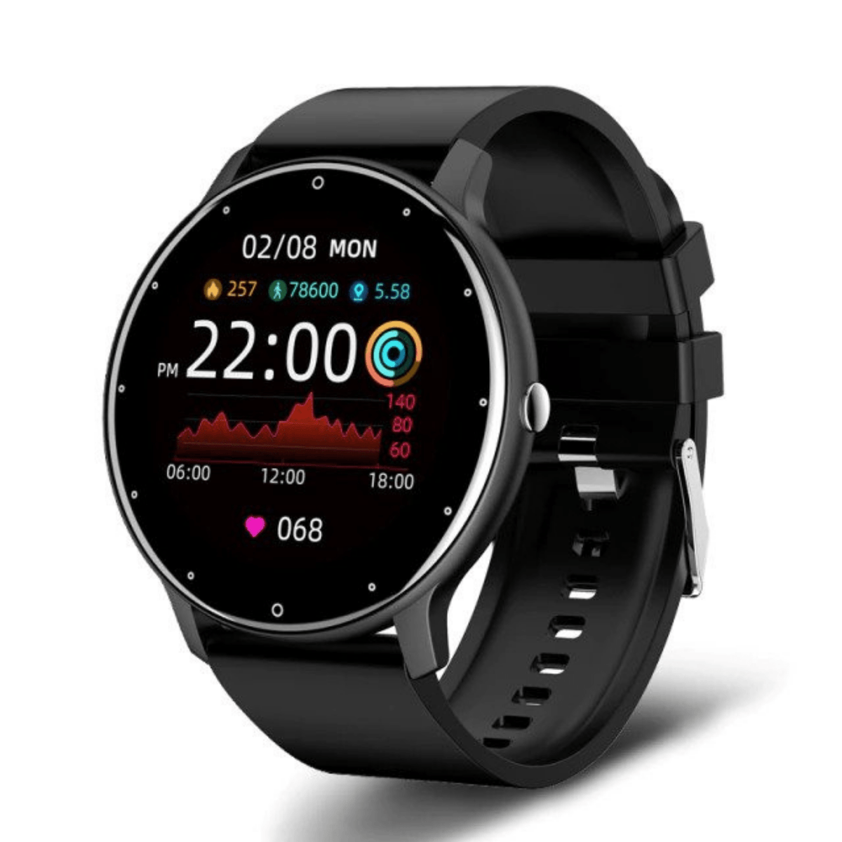Fitness-Smartwatch mit Herzfrequenzmesser, Anruf- & SMS-Benachrichtigungen, Bluetooth-Aktivitätstracker für iPhone & Android