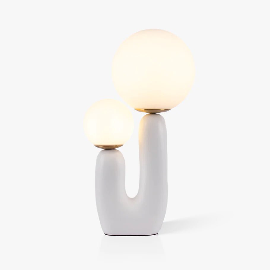 Hedendaagse G9 nachtkastlamp met glazen kap, 25 cm diameter, sculpturale polymeer bureaulamp voor thuiskantoor, slaapkamer, nachtkastje en lezen | Thomler
