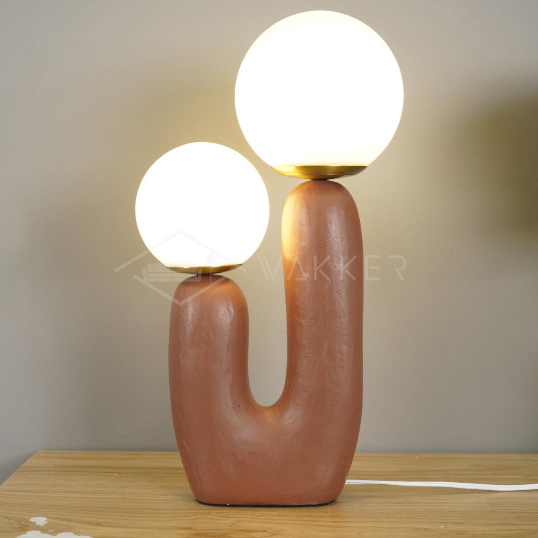 Hedendaagse G9 nachtkastlamp met glazen kap, 25 cm diameter, sculpturale polymeer bureaulamp voor thuiskantoor, slaapkamer, nachtkastje en lezen | Thomler