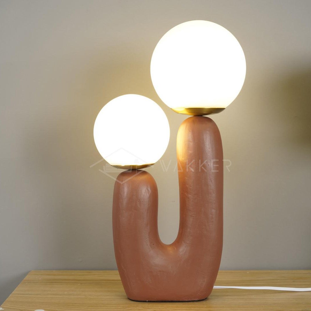 Hedendaagse G9 nachtkastlamp met glazen kap, 25 cm diameter, sculpturale polymeer bureaulamp voor thuiskantoor, slaapkamer, nachtkastje en lezen | Thomler