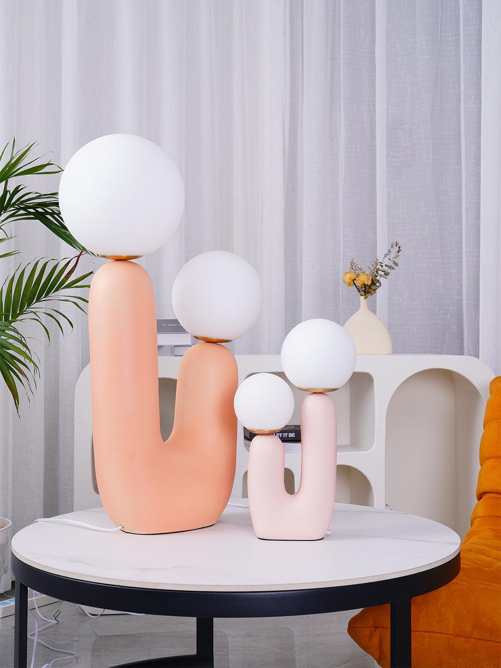 Hedendaagse G9 nachtkastlamp met glazen kap, 25 cm diameter, sculpturale polymeer bureaulamp voor thuiskantoor, slaapkamer, nachtkastje en lezen | Thomler