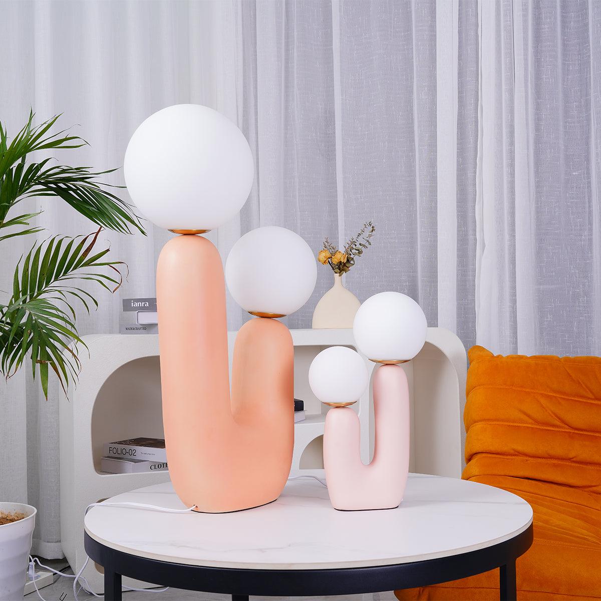Hedendaagse G9 nachtkastlamp met glazen kap, 25 cm diameter, sculpturale polymeer bureaulamp voor thuiskantoor, slaapkamer, nachtkastje en lezen | Thomler