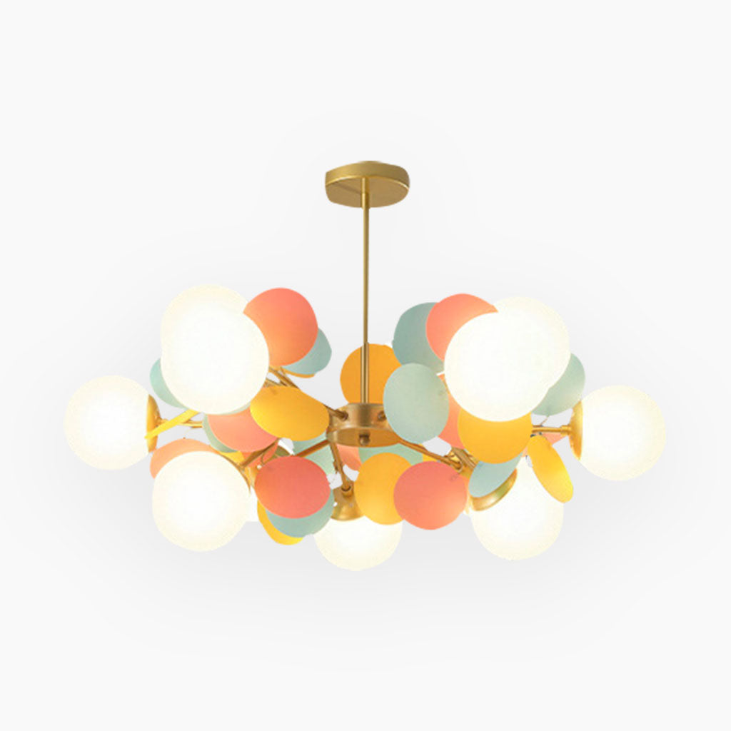 Sculptural Glass Globe Overhead Light with Branching Arms for Dining Room & Living Space — Dimmable LED Cluster Fixture in White, Green or M | Thomler