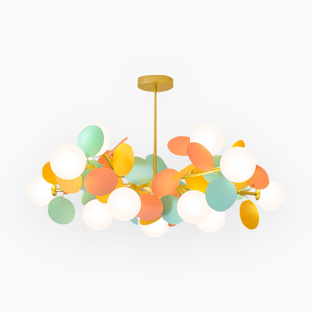 Sculptural Glass Globe Overhead Light with Branching Arms for Dining Room & Living Space — Dimmable LED Cluster Fixture in White, Green or M | Thomler